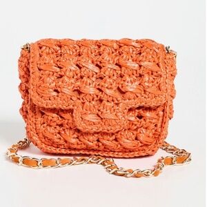 Caterina Bertini woven raffia straw orange bag